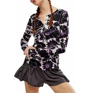 FP Movement Women's Garden Floral Lilac Rally Printed Layer Top Size M